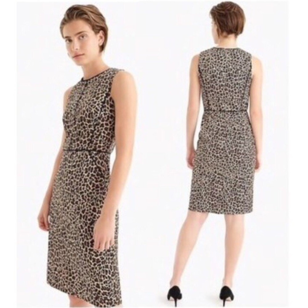 J.Crew Womens Vegas Leopard Sheath‎ Dress Size 4 Career Business Occasion NWOT
